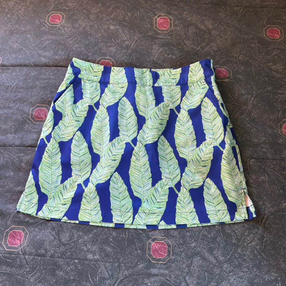 Vineyard Vines Palm Leaf Performance Skort Blue Green Golf Tennis Skirt Size 6